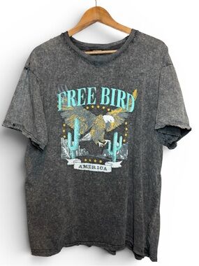 Zutter Free Bird Graphic Tee Distressed Acid Wash Eagle America T-Shirt Medium